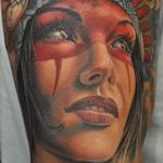 Tattoos - Native American girl tattoo in color - 104094